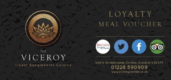 Viceroy Indian Restaurant and Takeaway Loyalty Voucher